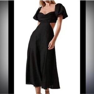 ASTR the label Winley Puff Sleeve Cutout Midi Dress